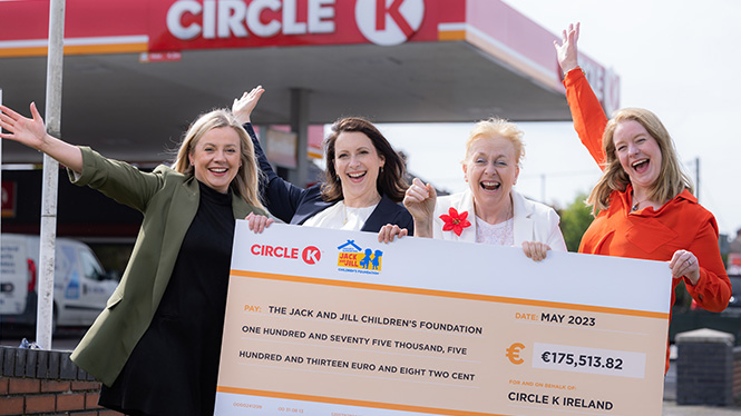 Circle K Customers, Colleagues and Dealer Partners Raise €175,513 for Jack and Jill Children’s Foundation in First Year of Partnership