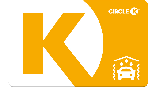 Yellow Circle K Card with car wash icon