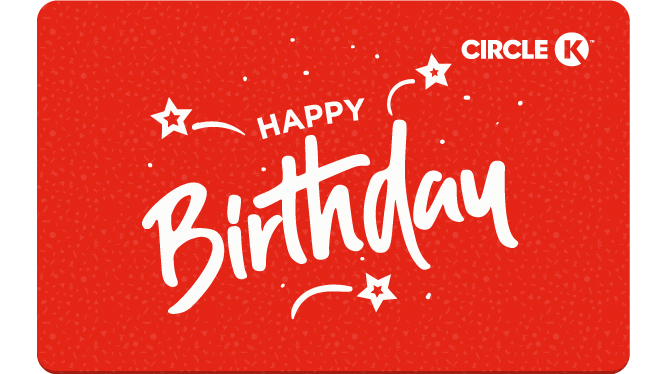 Red Circle K Card with Happy Birthday message