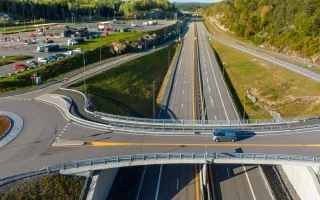 Motorway crossroads from afar