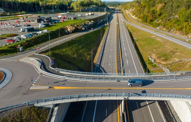 Motorway crossroads from afar