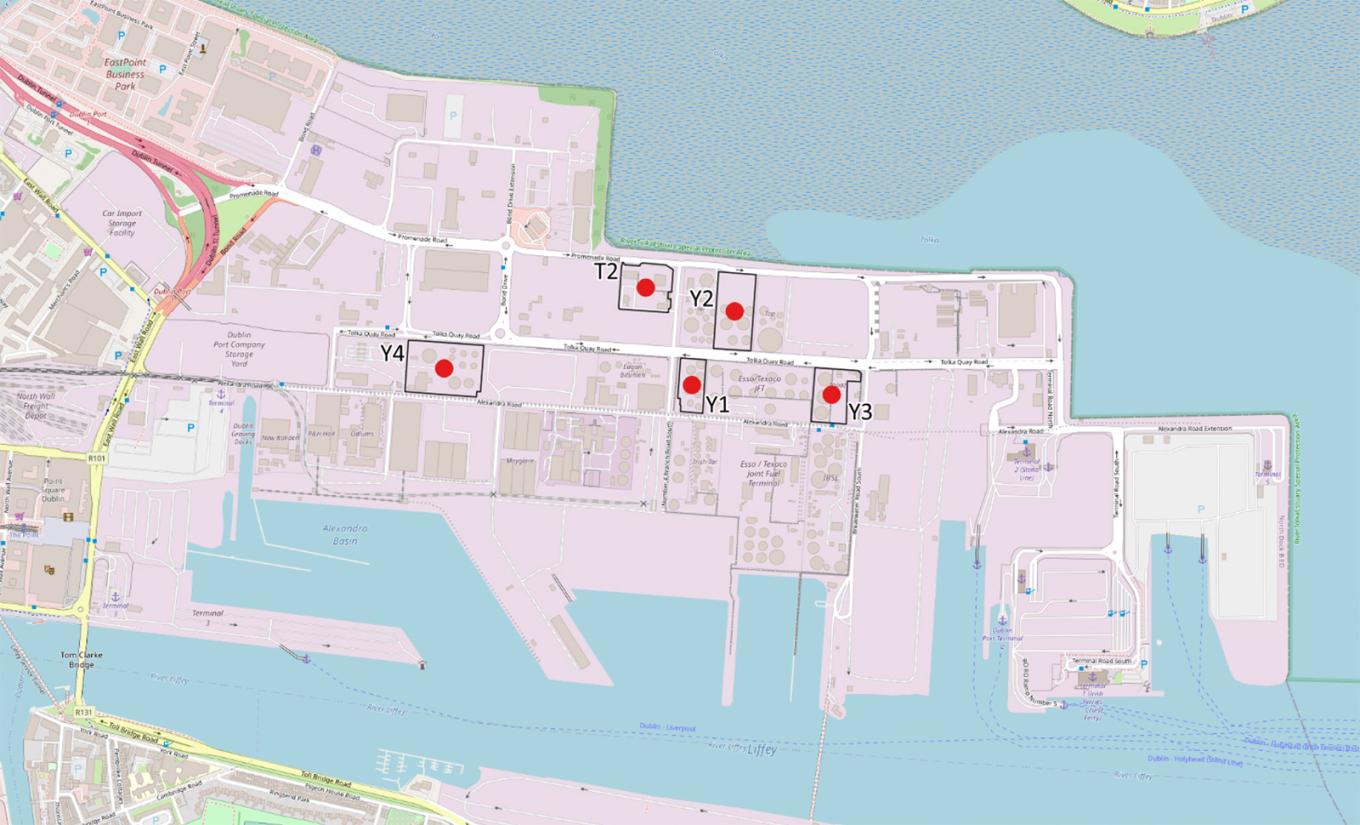 Map of Circle K sites in Dublin Port
